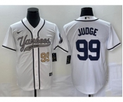 Men's New York Yankees #99 Aaron Judge Number White Cool Base Stitched Baseball Jersey