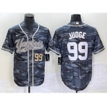 Men's New York Yankees #99 Aaron Judge Numbre Grey Camo Cool Base With Patch Stitched Baseball Jersey