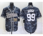 Men's New York Yankees #99 Aaron Judge Numbre Grey Camo Cool Base With Patch Stitched Baseball Jersey