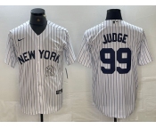 Men's New York Yankees #99 Aaron Judge White 2024 Cool Base Stitched Jersey