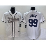 Men's New York Yankees #99 Aaron Judge White Cool Base Stitched Baseball Jersey