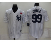 Men's New York Yankees #99 Aaron Judge White Cool Base Stitched Rose Baseball Jersey