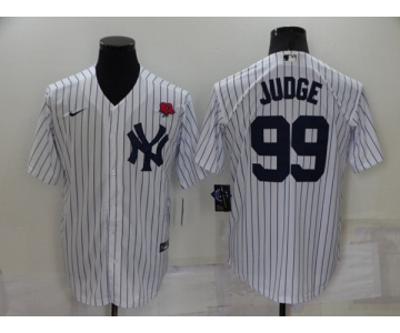 Men's New York Yankees #99 Aaron Judge White Cool Base Stitched Rose Baseball Jersey