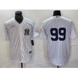 Men's New York Yankees #99 Aaron Judge White With Patch 2024 Cool Base Stitched Jersey