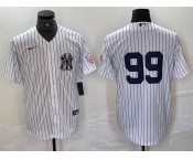 Men's New York Yankees #99 Aaron Judge White With Patch 2024 Cool Base Stitched Jersey