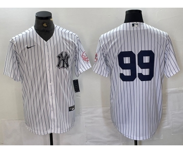 Men's New York Yankees #99 Aaron Judge White With Patch 2024 Cool Base Stitched Jersey