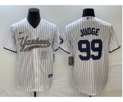 Men's New York Yankees #99 Aaron Judge White With Patch Cool Base Stitched Baseball Jersey