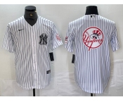 Men's New York Yankees Big Logo White With Patch 2024 Cool Base Stitched Jersey