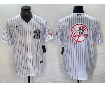 Men's New York Yankees Big Logo White With Patch 2024 Cool Base Stitched Jersey