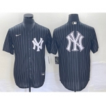 Men's New York Yankees Blank Black Pinstripe Cool Base Stitched Baseball Jersey1