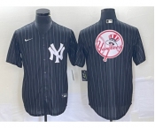 Men's New York Yankees Blank Black Pinstripe Cool Base Stitched Baseball Jersey2