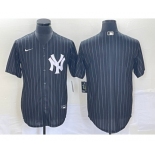 Men's New York Yankees Blank Black Pinstripe Cool Base Stitched Baseball Jersey