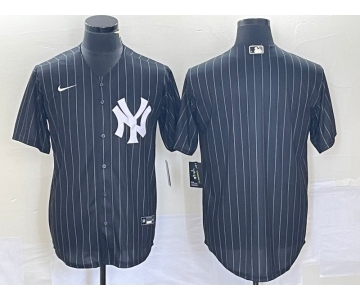 Men's New York Yankees Blank Black Pinstripe Cool Base Stitched Baseball Jersey