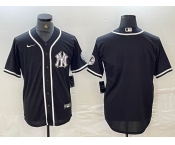 Men's New York Yankees Blank Black White Cool Base Stitched Jersey