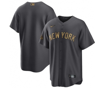 Men's New York Yankees Blank Charcoal 2022 All-Star Cool Base Stitched Baseball Jersey