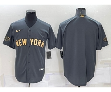 Men's New York Yankees Blank Grey 2022 All Star Stitched Cool Base Nike Jersey