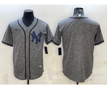 Men's New York Yankees Blank Grey Gridiron Cool Base Stitched Baseball Jersey