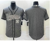 Men's New York Yankees Blank Grey Gridiron Cool Base Stitched Baseball Jerseys