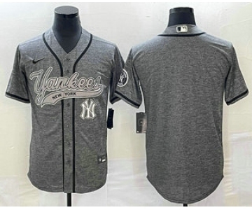 Men's New York Yankees Blank Grey Gridiron Cool Base Stitched Baseball Jerseys