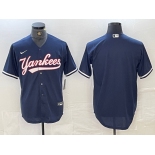 Men's New York Yankees Blank Navy Blue 2024 Cool Base Stitched Jersey