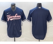 Men's New York Yankees Blank Navy Blue 2024 Cool Base Stitched Jersey