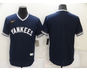 Men's New York Yankees Blank Navy Blue Cooperstown Collection Stitched MLB Throwback Jersey