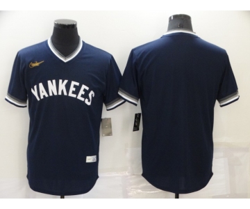 Men's New York Yankees Blank Navy Blue Cooperstown Collection Stitched MLB Throwback Jersey