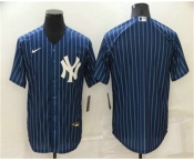 Men's New York Yankees Blank Navy Blue Pinstripe Stitched MLB Cool Base Nike Jersey