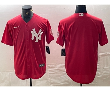 Men's New York Yankees Blank Red Cool Base Stitched Baseball Jerseys