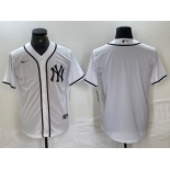 Mens New York Yankees Blank White Cool Base Stitched Jersey