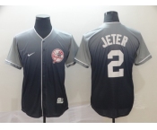 Men's Nike New York Yankees #2 Derek Jeter Grey Drift Fashion MLB Jersey