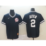 Men's  Nike New York Yankees #2 Derek Jeter Navy Blue M&N  MLB Jersey