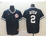 Men's  Nike New York Yankees #2 Derek Jeter Navy Blue M&N  MLB Jersey