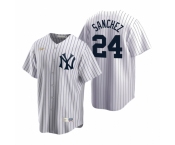 Men's Nike New York Yankees #24 Gary Sanchez White Cooperstown Collection Home Stitched Baseball Jersey