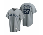 Men's Nike New York Yankees #27 Giancarlo Stanton Gray Cooperstown Collection Road Stitched Baseball Jersey