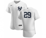 Men's Nike New York Yankees #29 Gio Urshela White Navy Home 2020 Authentic Player Baseball Jersey