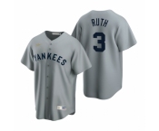 Men's Nike New York Yankees #3 Babe Ruth Gray Cooperstown Collection Road Stitched Baseball Jersey