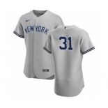 Men's Nike New York Yankees #31 Aaron Hicks Gray Road 2020 Authentic Player Baseball Jersey