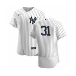 Men's Nike New York Yankees #31 Aaron Hicks White Navy Home 2020 Authentic Player Baseball Jersey