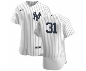 Men's Nike New York Yankees #31 Aaron Hicks White Navy Home 2020 Authentic Player Baseball Jersey