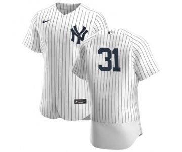 Men's Nike New York Yankees #31 Aaron Hicks White Navy Home 2020 Authentic Player Baseball Jersey