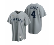 Men's Nike New York Yankees #4 Lou Gehrig Gray Cooperstown Collection Road Stitched Baseball Jersey