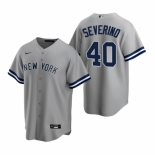 Men's Nike New York Yankees #40 Luis Severino Gray Road Stitched Baseball Jersey