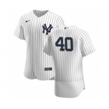 Men's Nike New York Yankees #40 Luis Severino White Navy Home 2020 Authentic Player Baseball Jersey