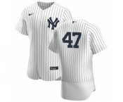 Men's Nike New York Yankees #47 Jordan Montgomery White Navy Home 2020 Authentic Player Baseball Jersey