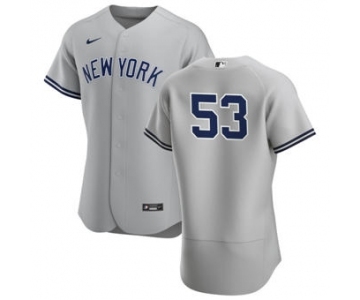 Men's Nike New York Yankees #53 Zack Britton Gray Road 2020 Authentic Player Baseball Jersey