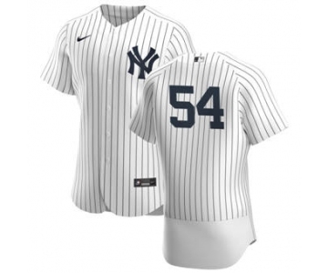 Men's Nike New York Yankees #54 Aroldis Chapman White Navy Home 2020 Authentic Player Baseball Jersey