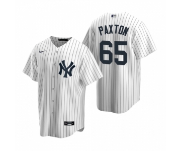 Men's Nike New York Yankees #65 James Paxton White Home Stitched Baseball Jersey