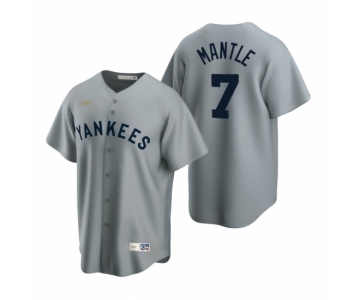 Men's Nike New York Yankees #7 Mickey Mantle Gray Cooperstown Collection Road Stitched Baseball Jersey