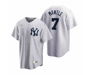 Men's Nike New York Yankees #7 Mickey Mantle White Cooperstown Collection Home Stitched Baseball Jersey